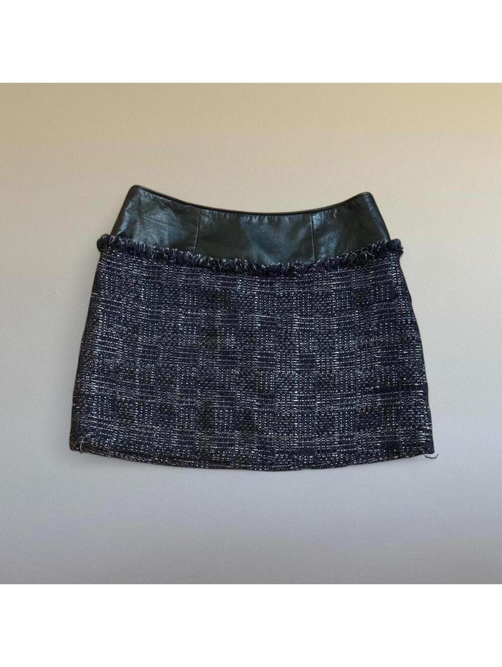Theyskens' Theory tweed and genuine leather skirt Sz. 2